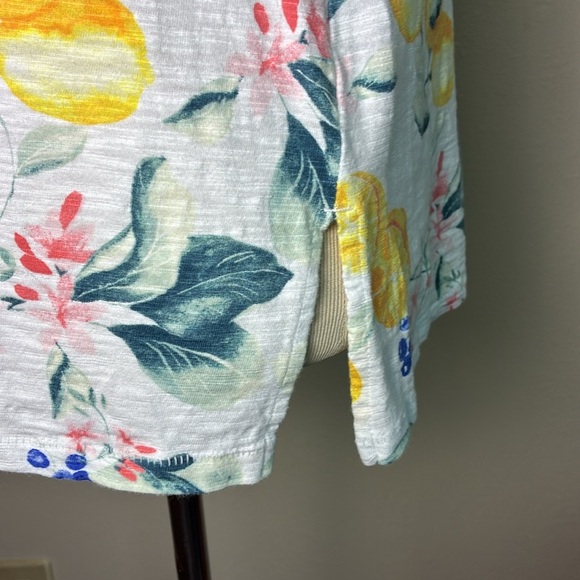 CHICO'S US Small Lemon Print Cotton Modal Short Sleeve Tunic Top Spring Summer - Picture 6 of 12